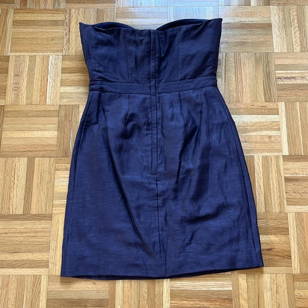 J. CREW Silk/Linen Strapless Dress Purple Sz 6